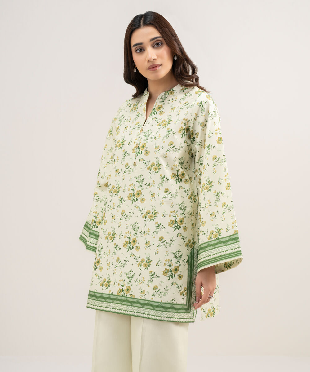 Women's Unstitched Lawn Printed Off White 2 Piece Suit