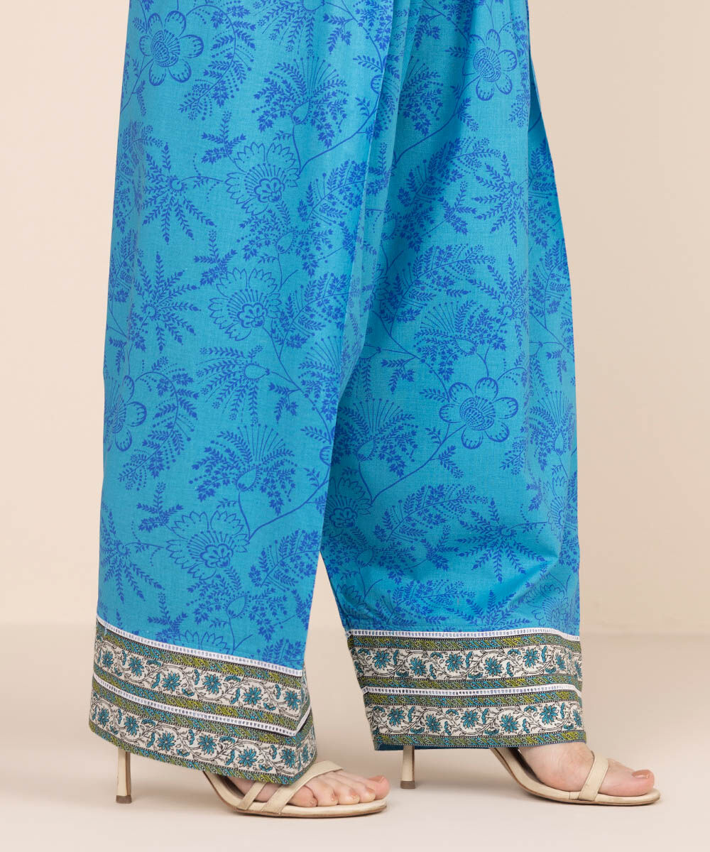 Women's RTW Cambric Blue Printed Shalwar