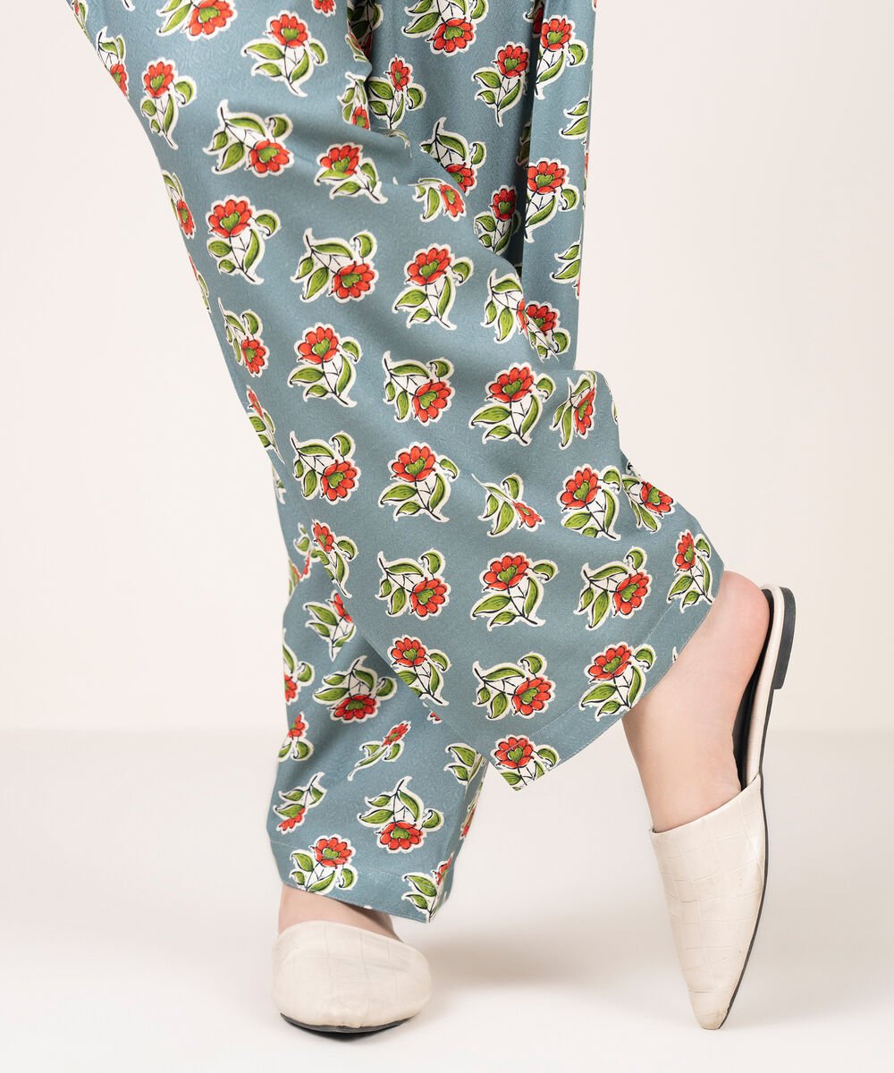 Women's RTW Dobby Printed Grey Shalwar