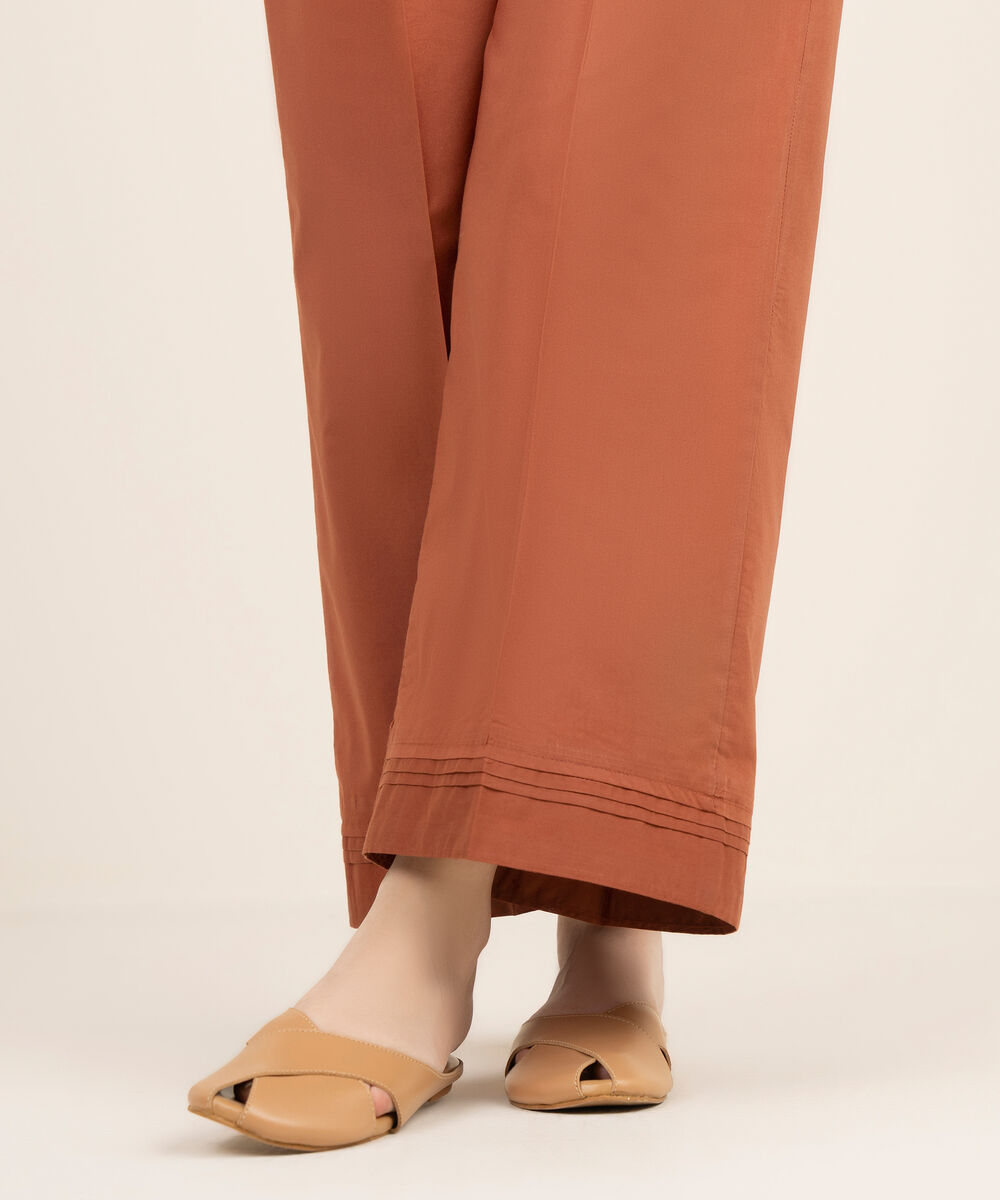 Women's RTW Cambric Solid Brown Culottes