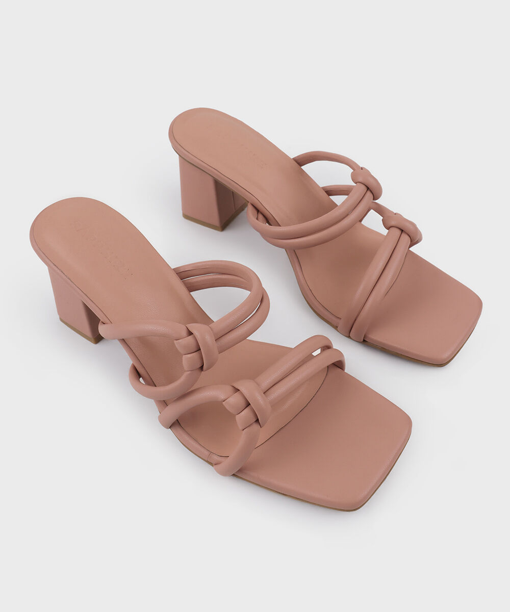 Woman - Pink Knot Detail Block Heels