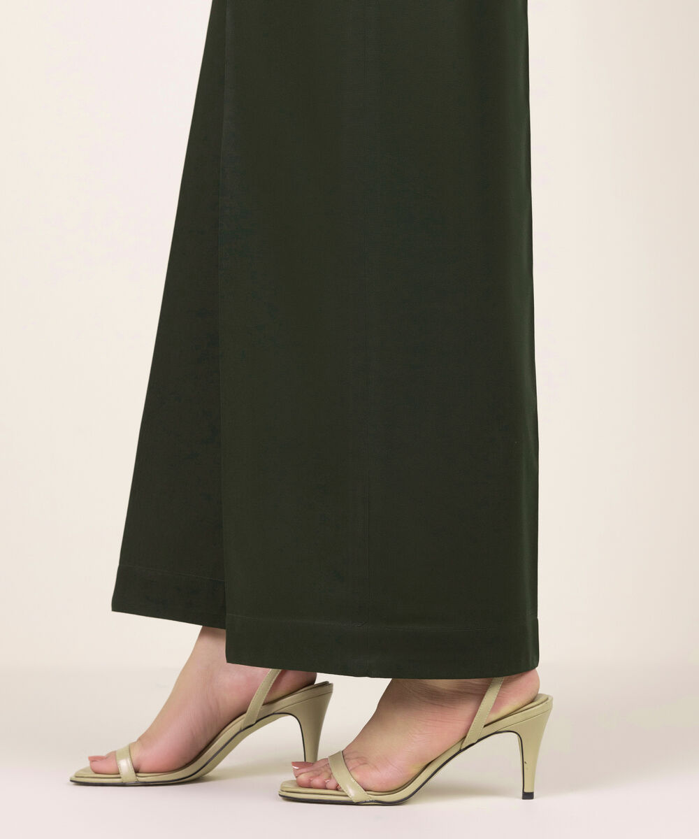 Women's RTW Lawn Solid Dark Green Culottes