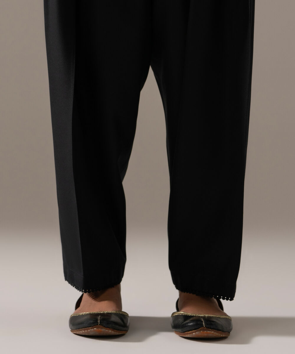 Women's RTW Viscose Marina Solid Black Shalwar