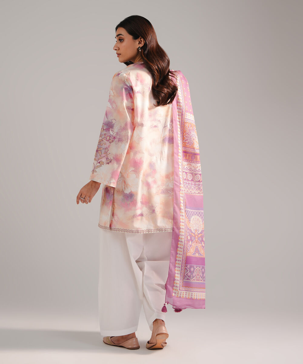 Women's RTW Cambric Embroidered Peach 3 Piece Suit