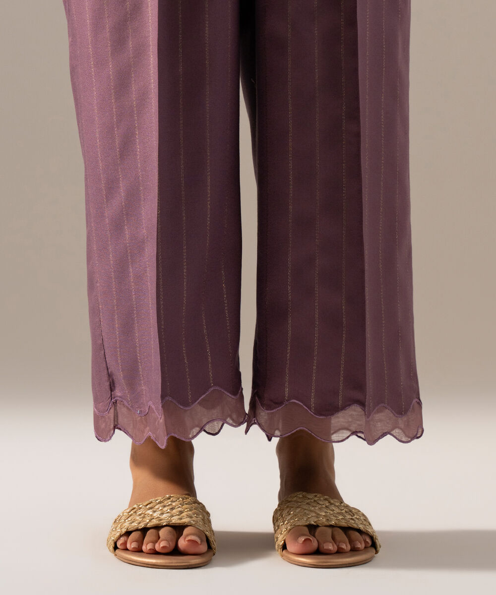 Women's RTW Dobby Crepe Lurix Solid Purple Culotte