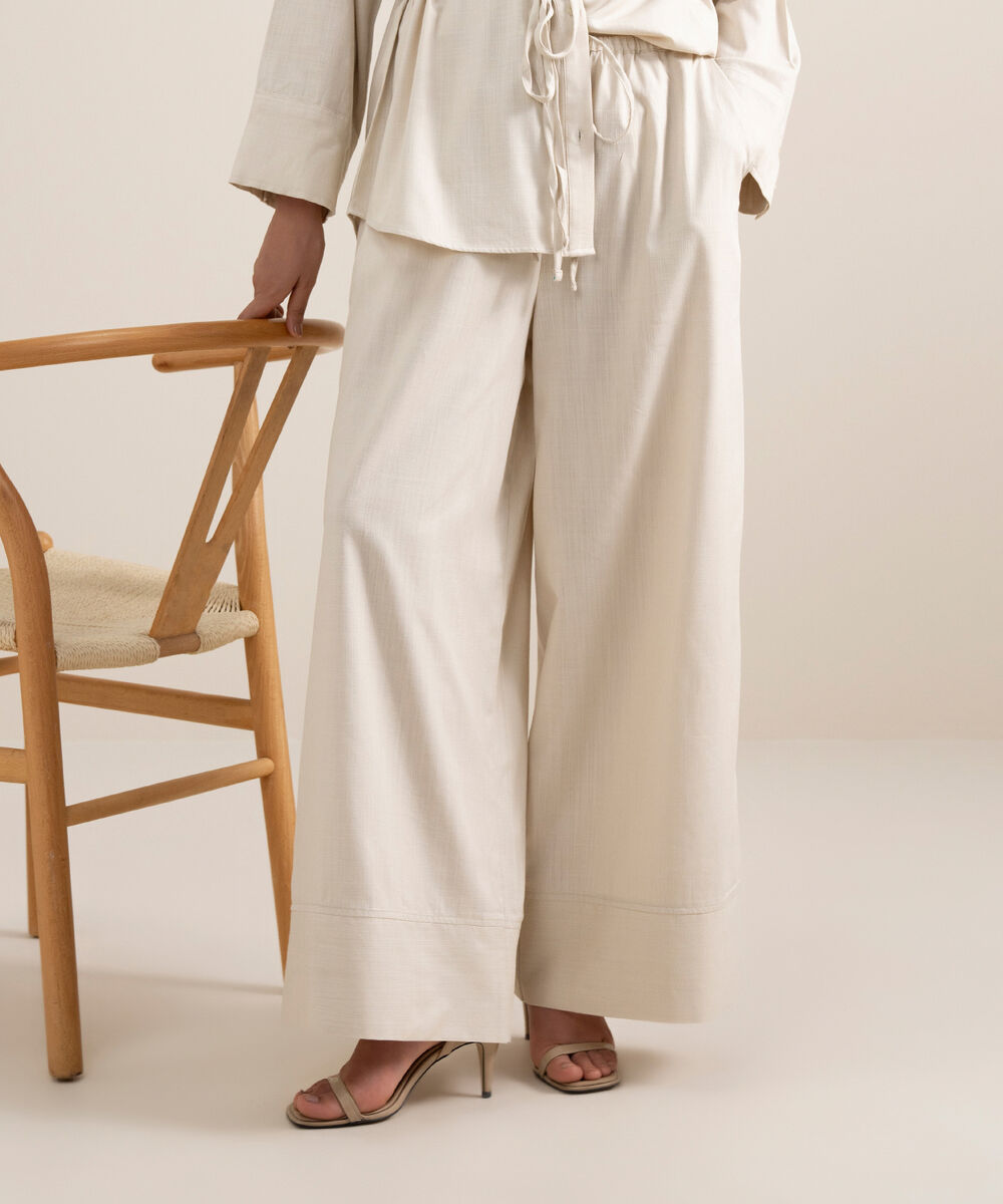 Women's Ivory Wide-Legged Culottes