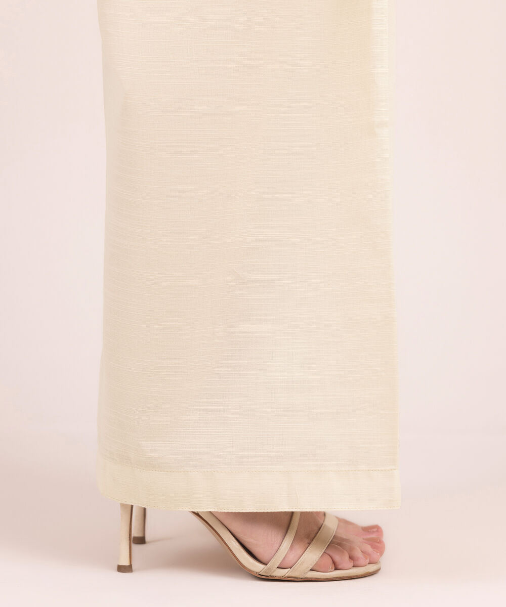 Women's RTW Khaddar Solid Off White Shalwar