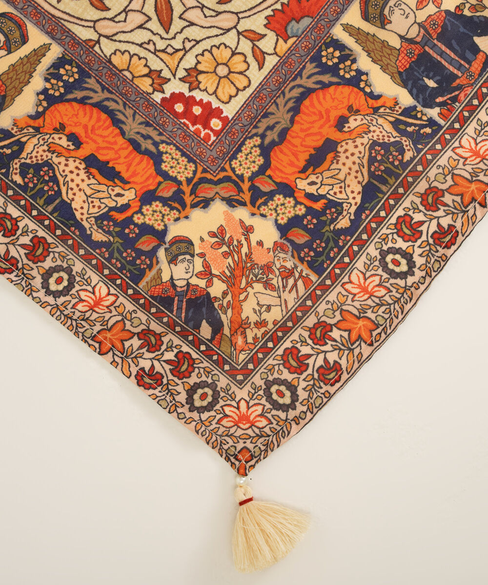 Tussar Silk Printed Beige Dupatta