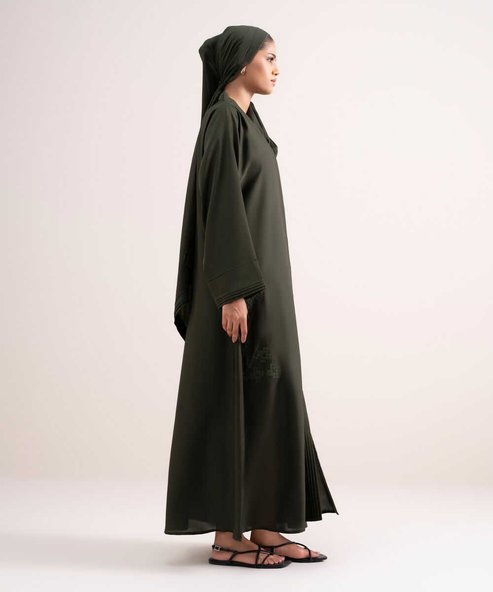 Women's Army Green Kimono Abbaya Set