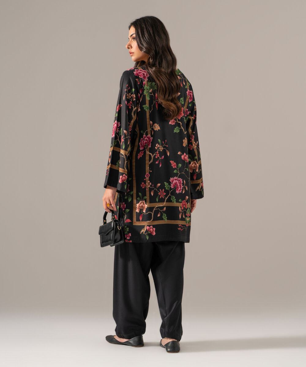 Women's RTW Viscose Marina Printed Black Straight Shirt