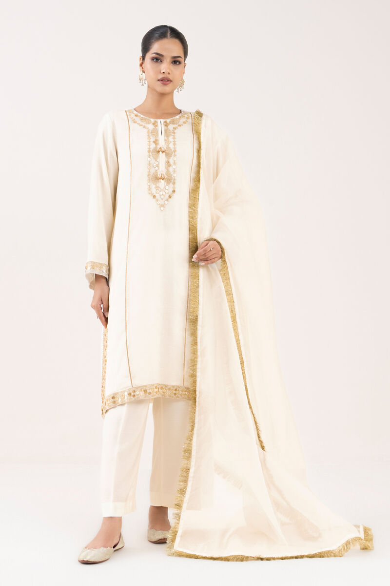 3 Piece - Embroidered Net Suit