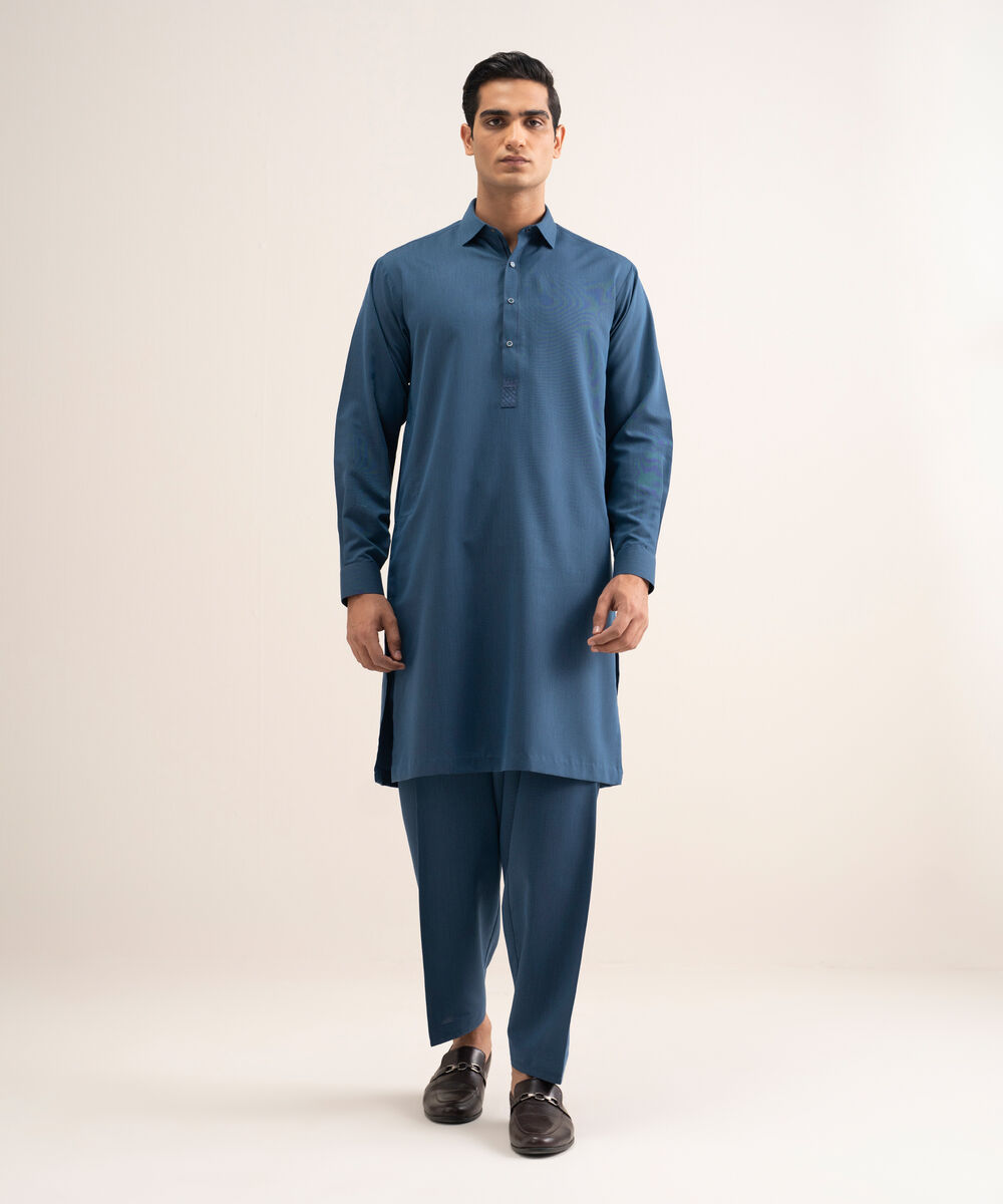 Men'S Stitched Olive Luxury Wash And  Wear Suit