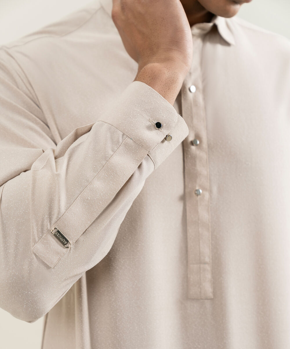 Men's light khaki Premium Wash & Wear Kameez Shalwar