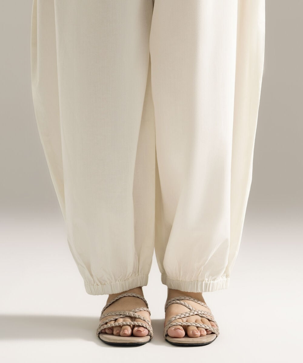 Women's RTW Cambric Printed White Balloon Pants