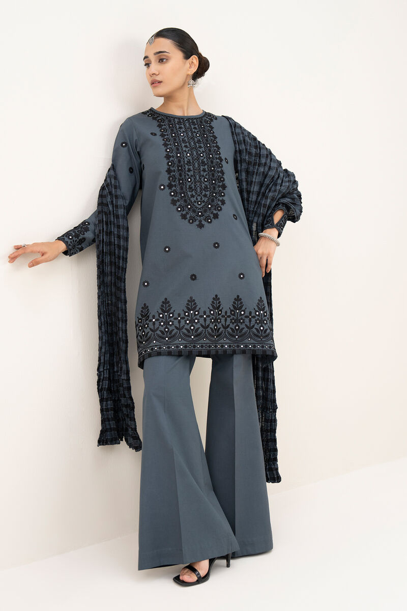 3 Piece - Embroidered Cotton Suit