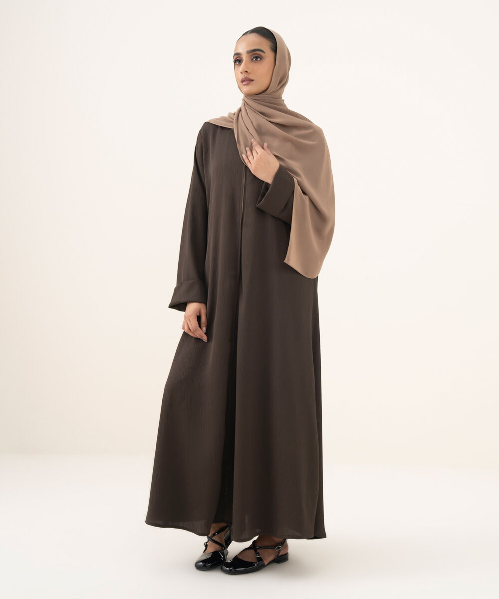 Women's olive button through Abaya