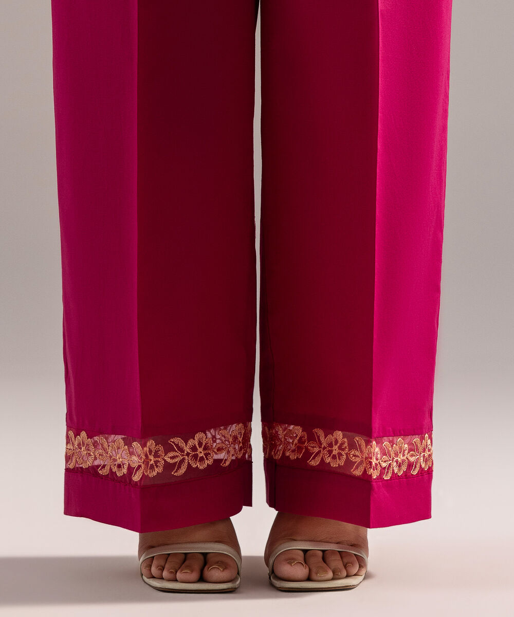 Women's RTW Cambric Embroidered Pink Culottes
