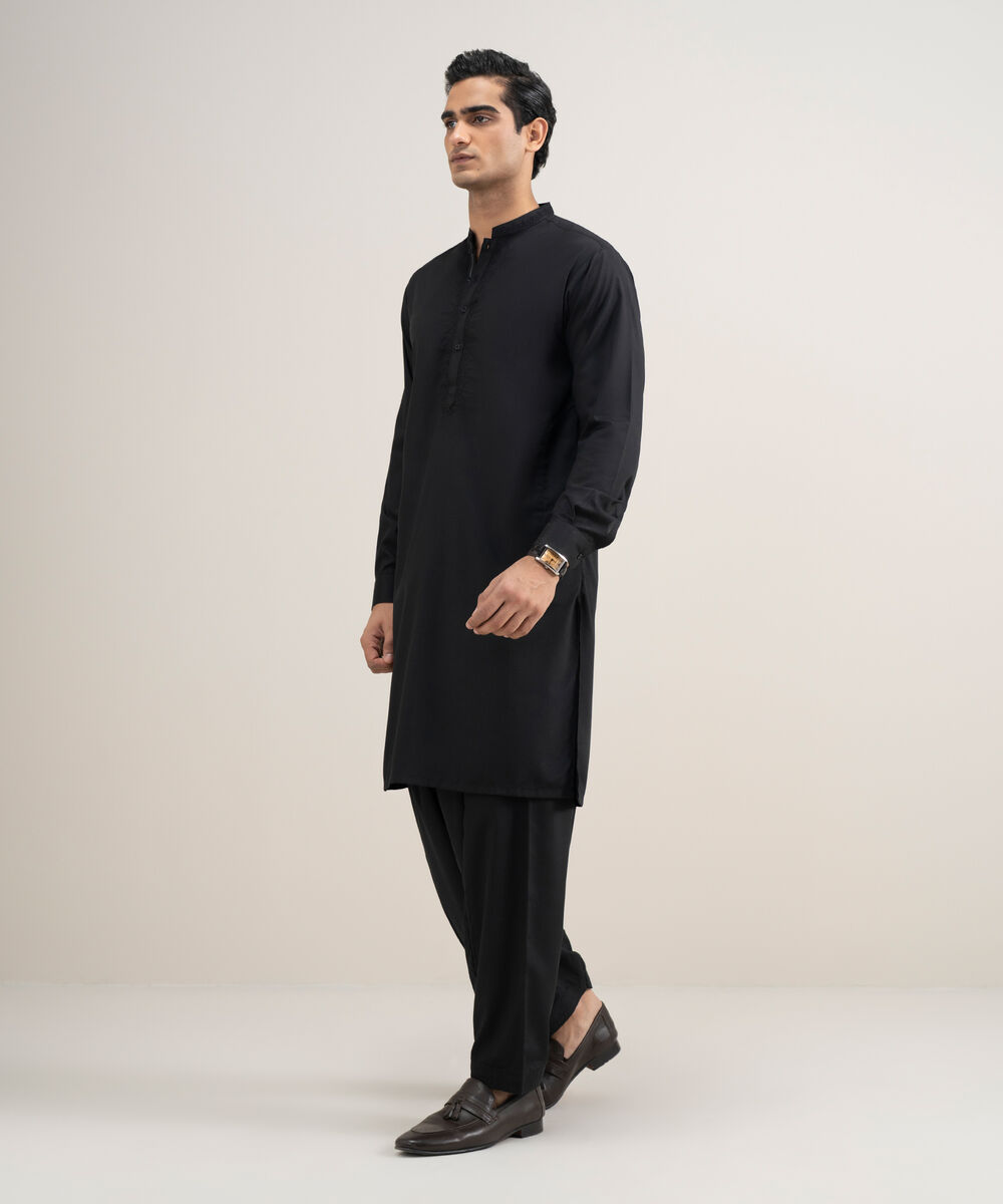 Men's Stitched Premium Wash & Wear Black Suit