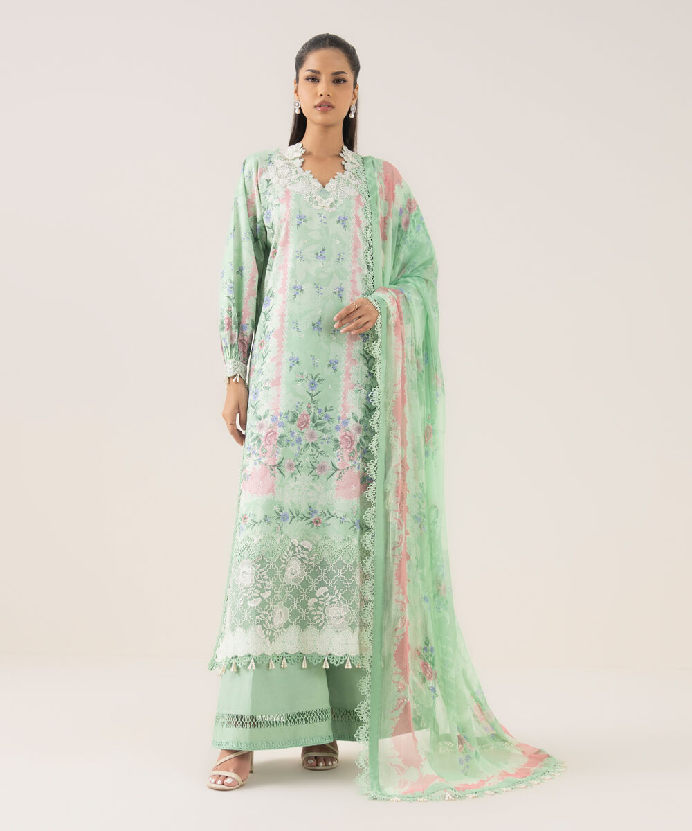 Women's Unstitched Pima Lawn Printed Three Piece Suit
