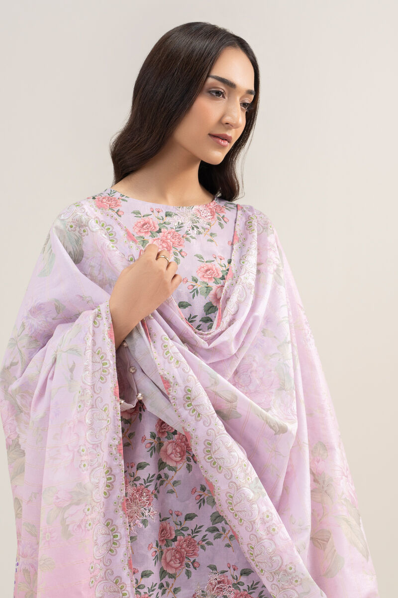 3 Piece - Embroidered Zari Lawn Suit