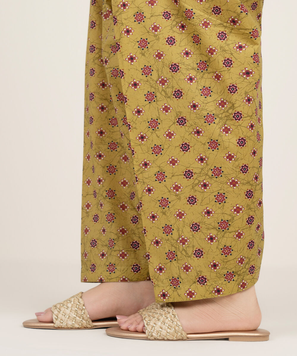 Women's RTW Cambric Printed Brown Shalwar