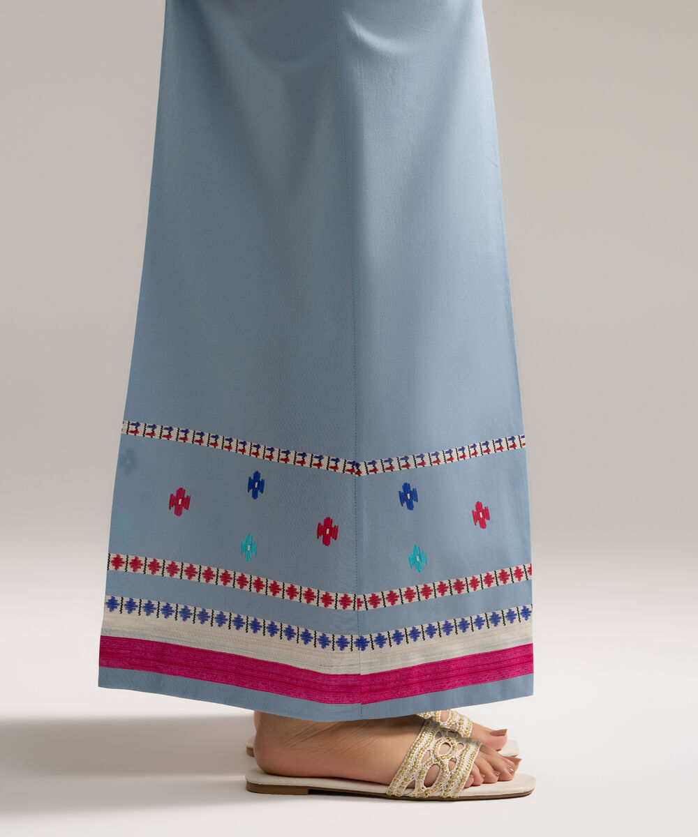 Women's RTW Cambric Printed Blue Farshi Shalwar