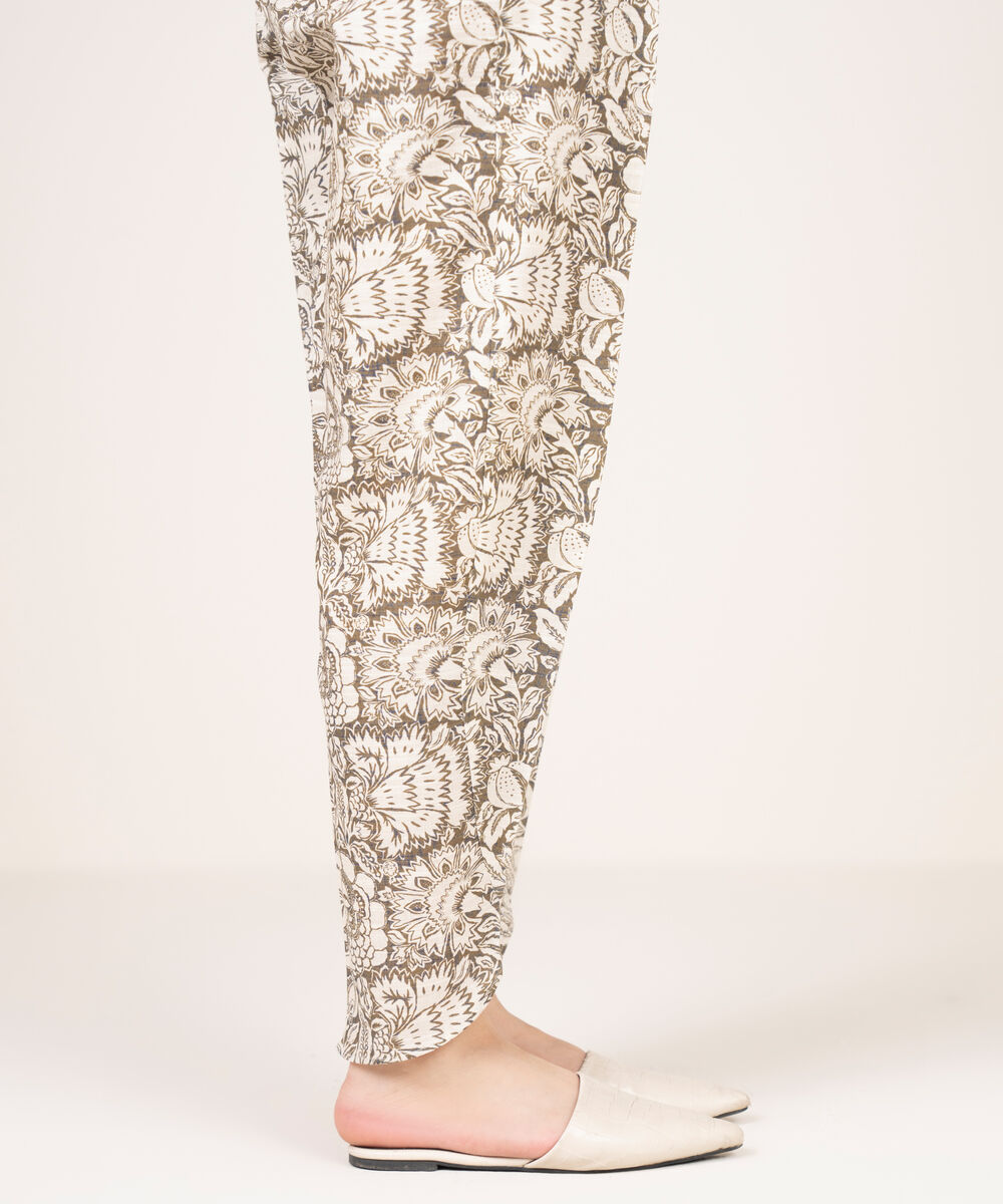 Women's RTW Light Khaddar Printed Off White Shalwar