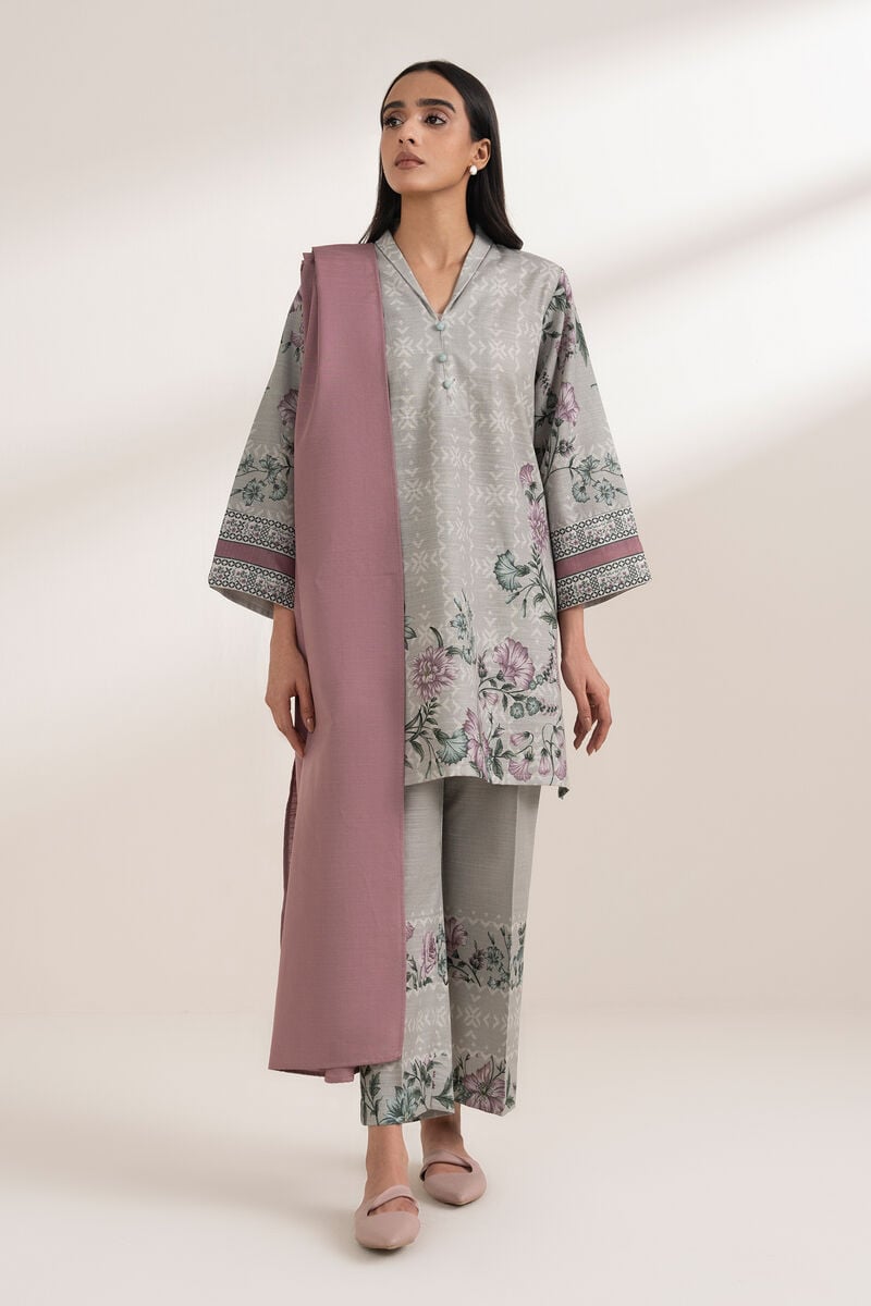 3 Piece - Printed Khaddar Suit