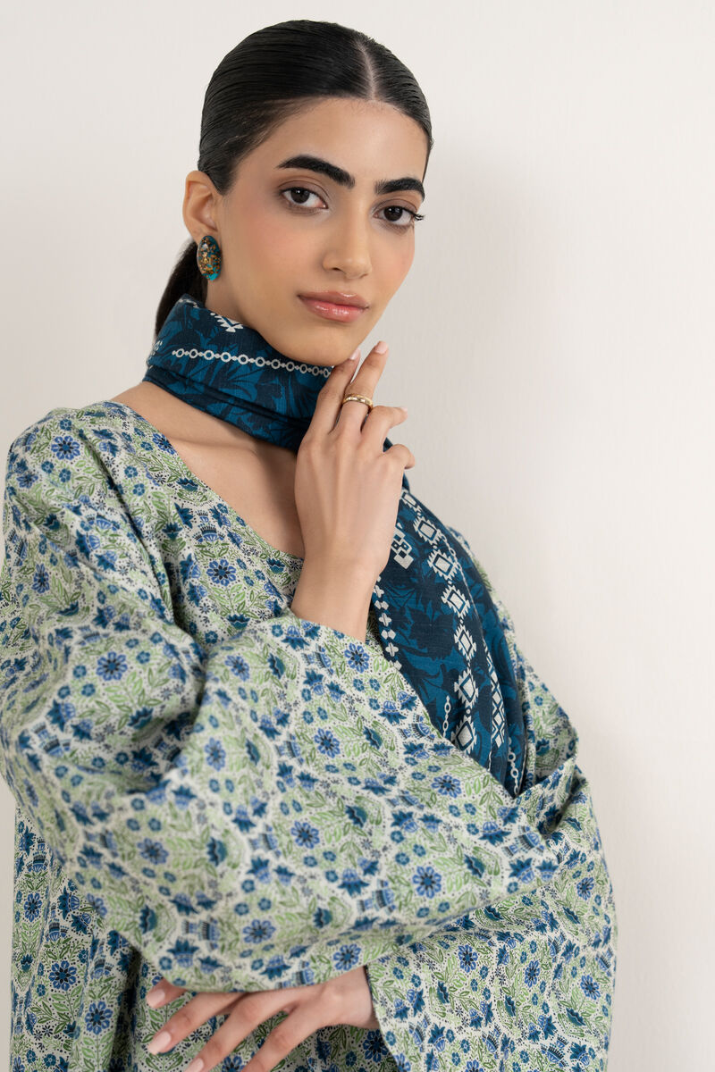 3 Piece - Printed Khaddar Suit