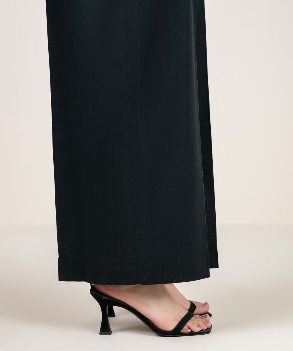Women's RTW Cotton Viscose Solid Black Culottes