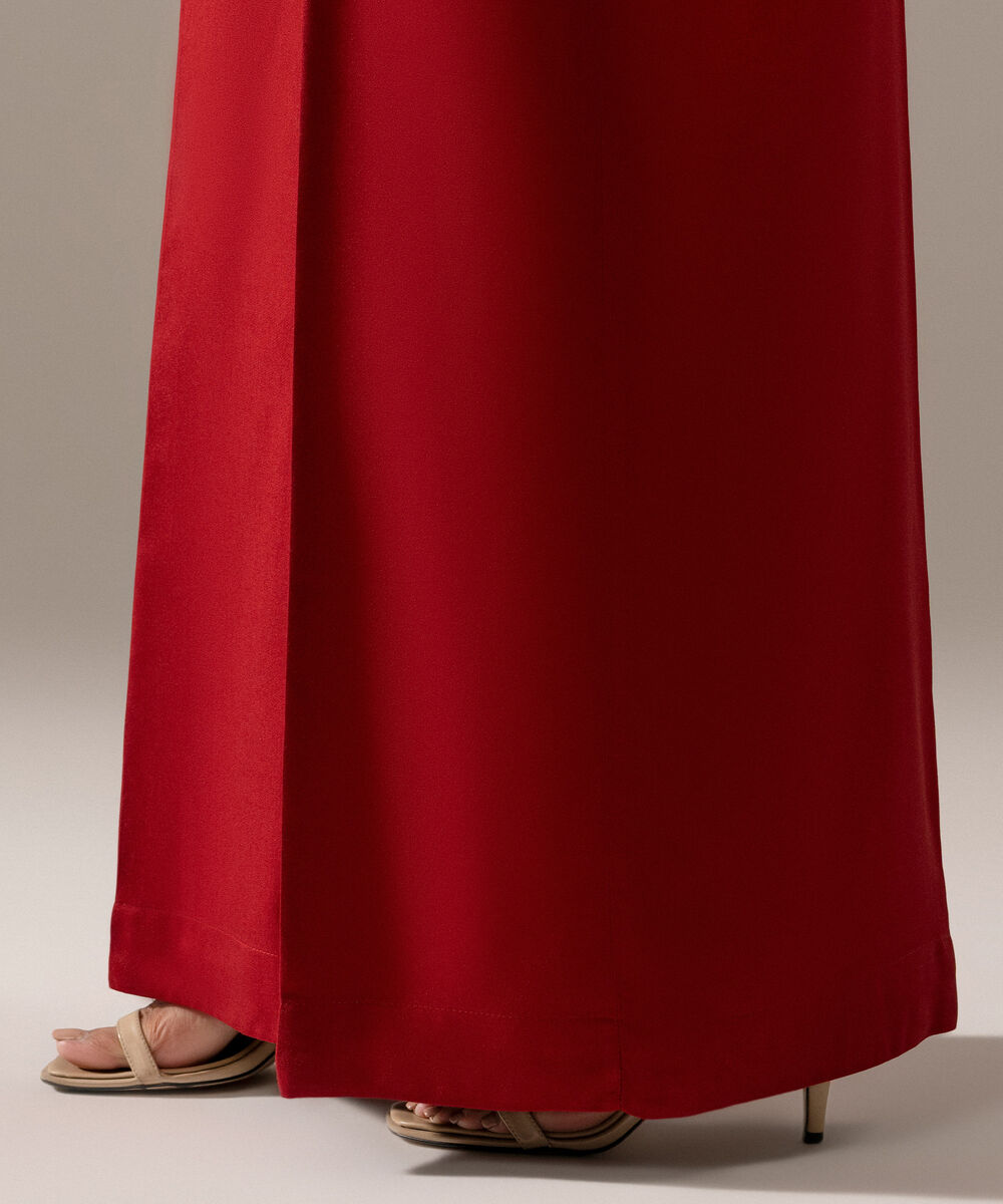 Women's RTW Viscose Marina Solid Maroon Flared Pants