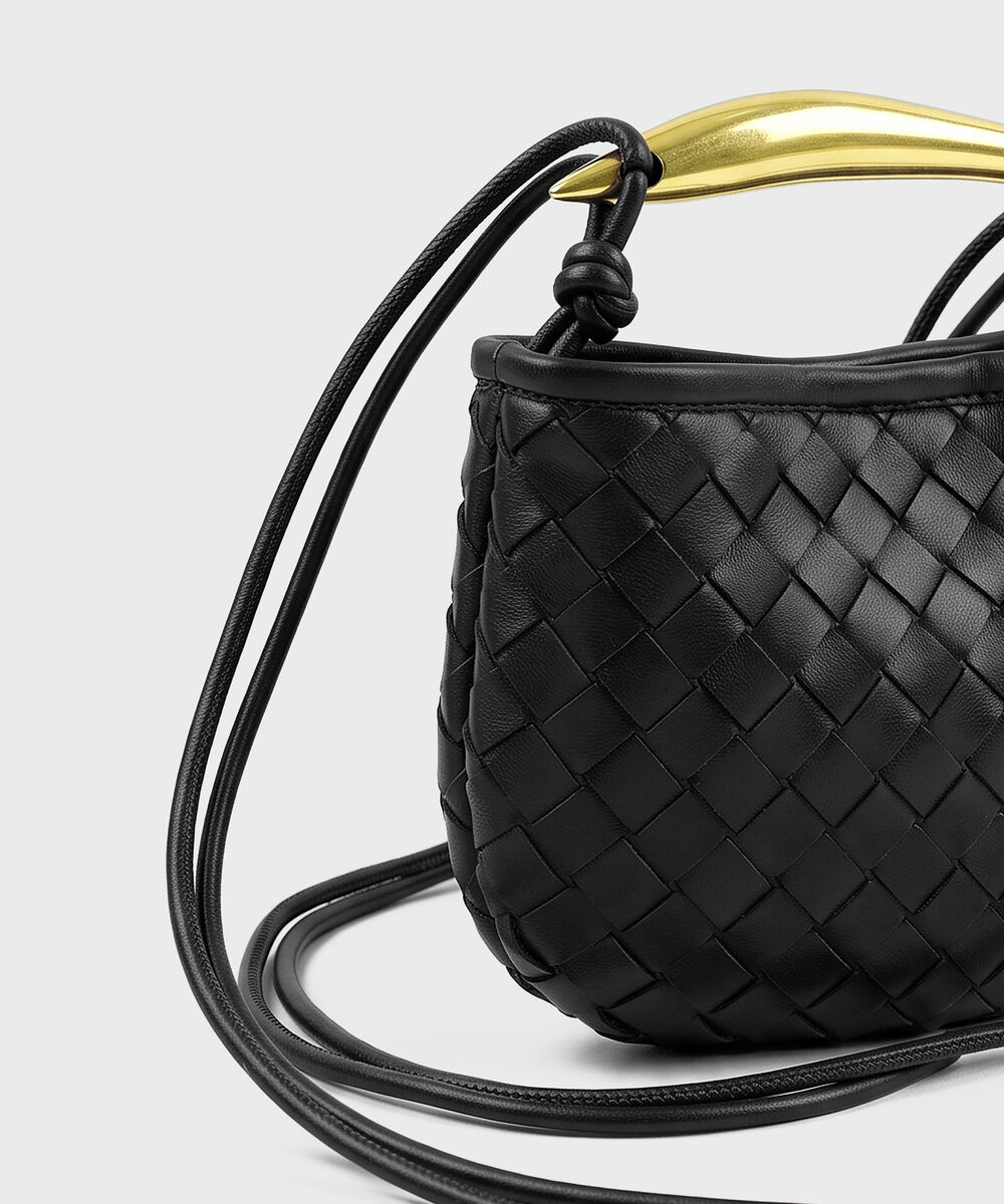 Women's Black Cross Body Bag With Short Handle