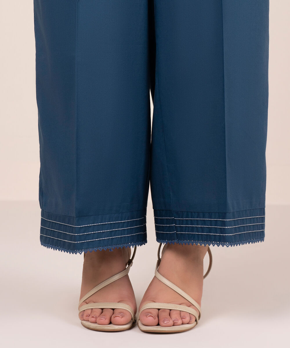 Women's RTW Cambric Solid Blue Culottes