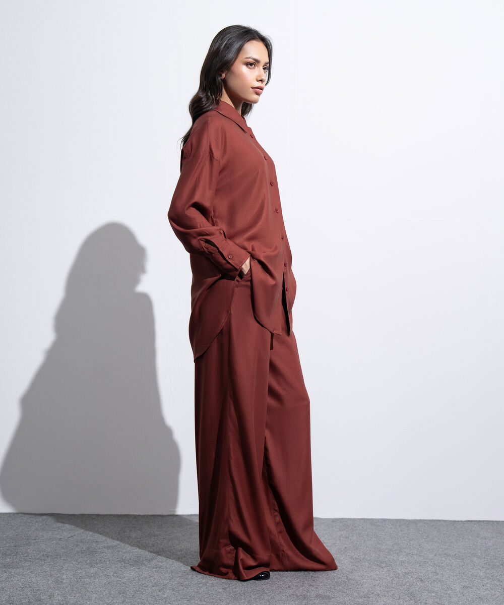 Women's Western Rust Loose-Fit Button Through  Shirt