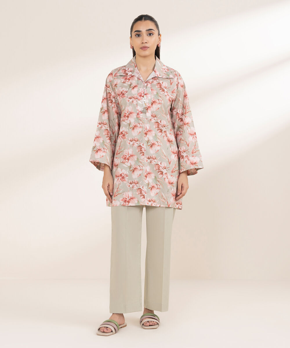 Women's RTW Lycra Multi Printed Boxy Shirt