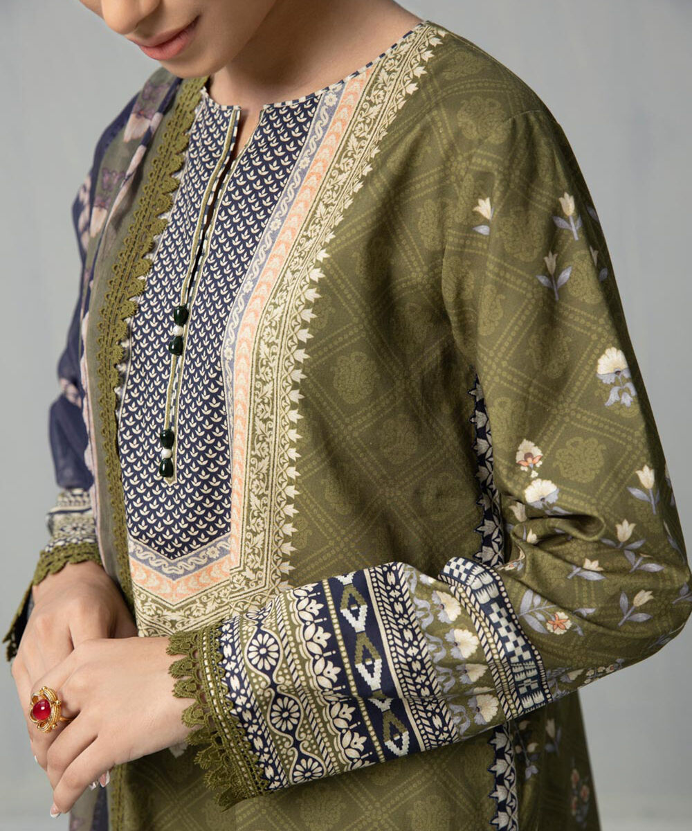 Womens Unstitched Volume 5 Green 3 Piece