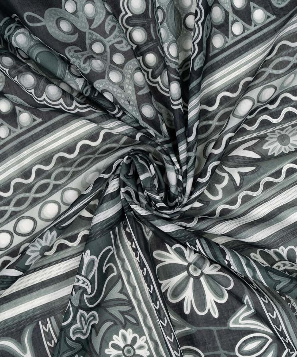 Lawn Printed Black Dupatta