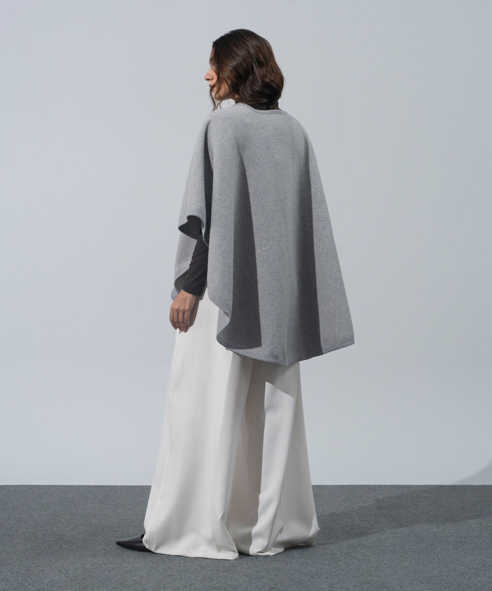 Women's Western Wear Grey Melange Polyester Cape Shawl