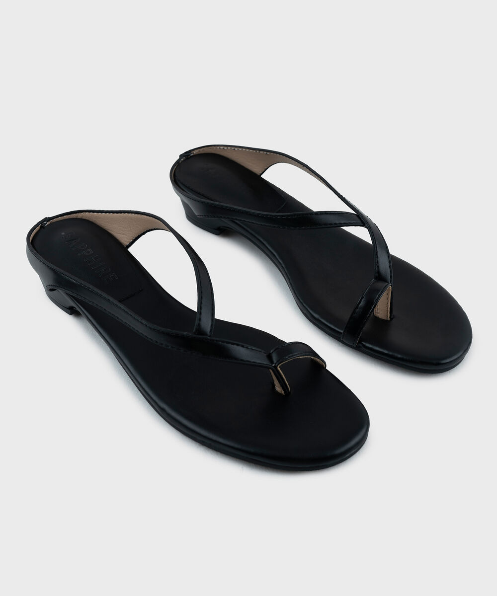 Women's Black Kitten Heel Sandal