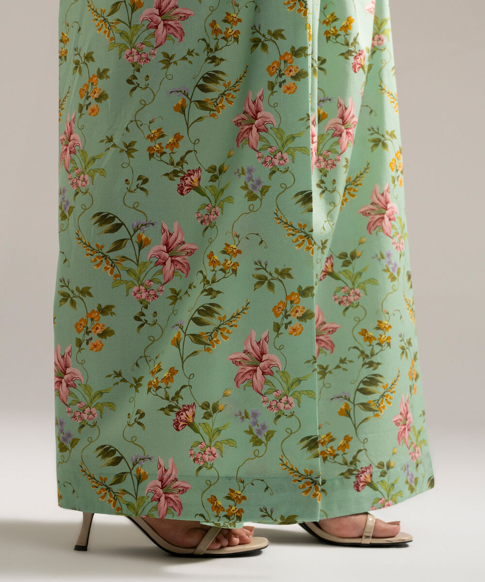 Women's RTW Cambric Printed Mint Green Balloon Pants