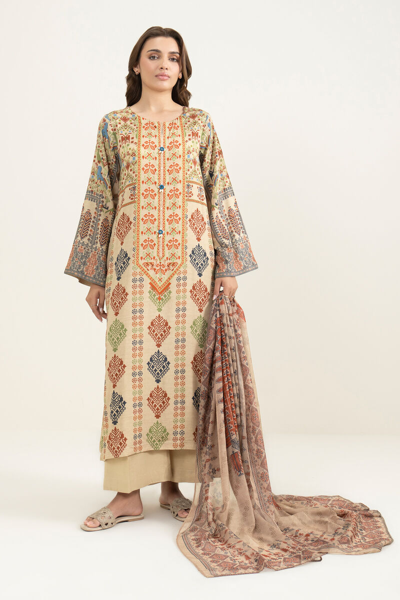 3 Piece - Printed Raw Silk Suit