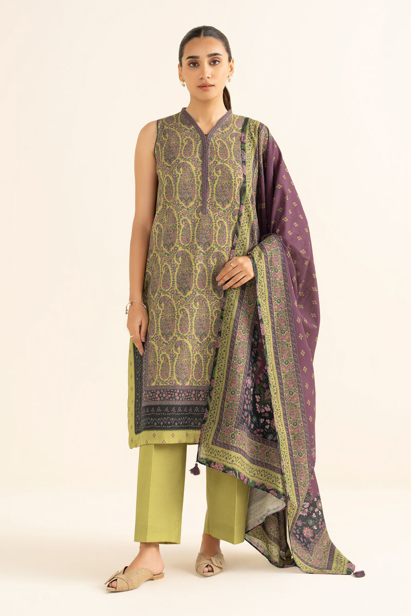 3 Piece - Printed Light Khaddar Suit
