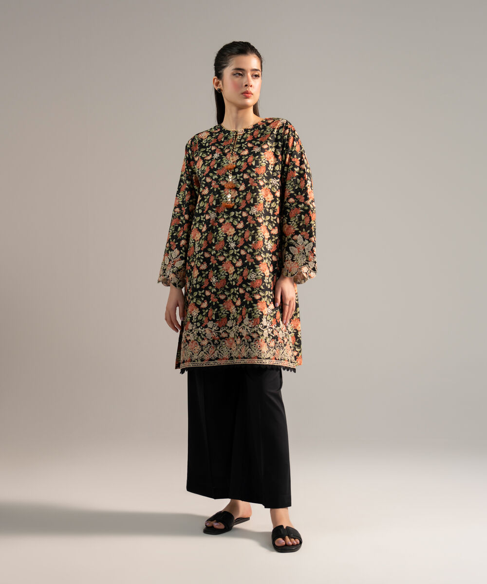 Women's RTW Lawn Embroidered Black 2 Piece Suit