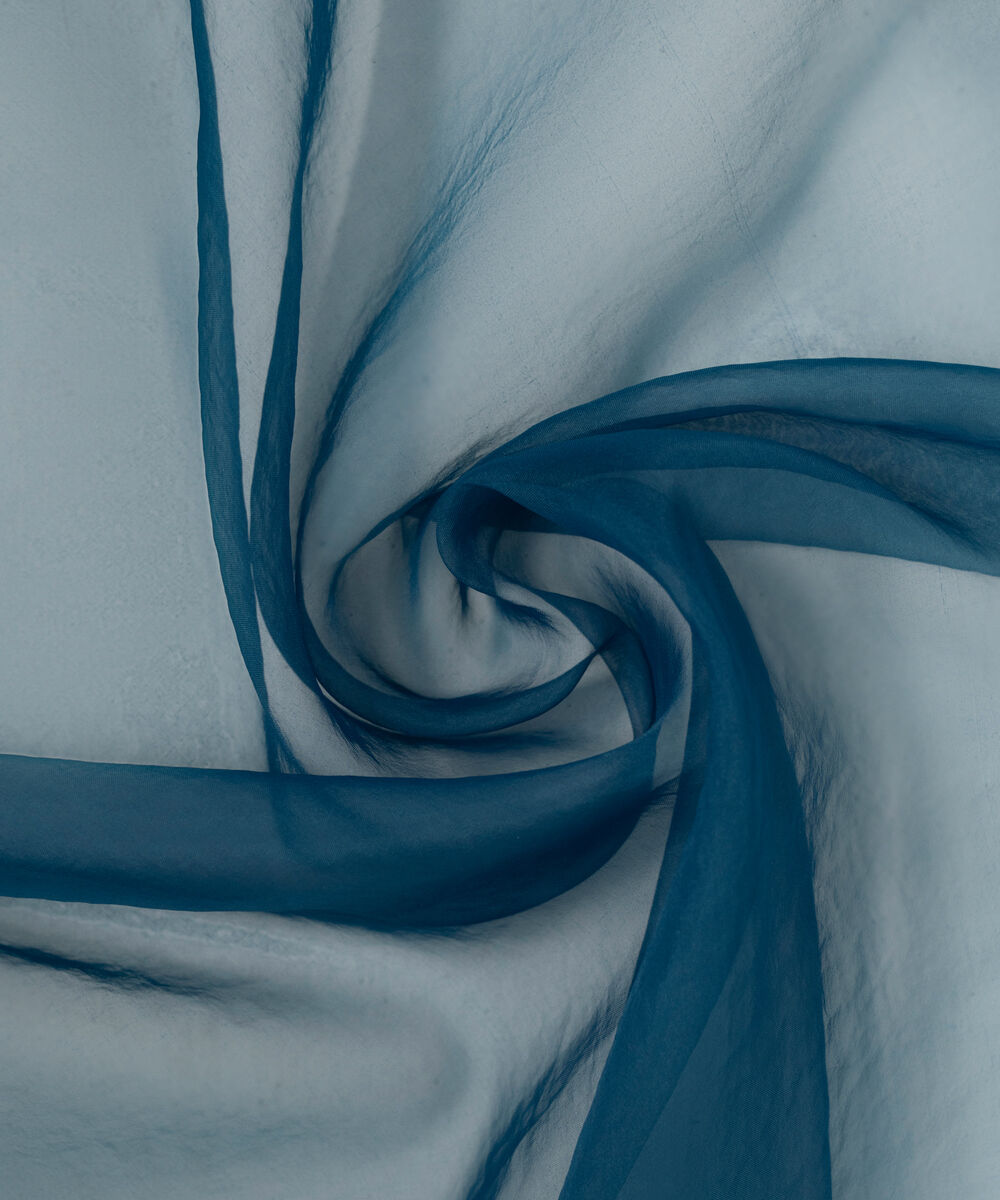 Blended Organza Solid Blue Dupatta