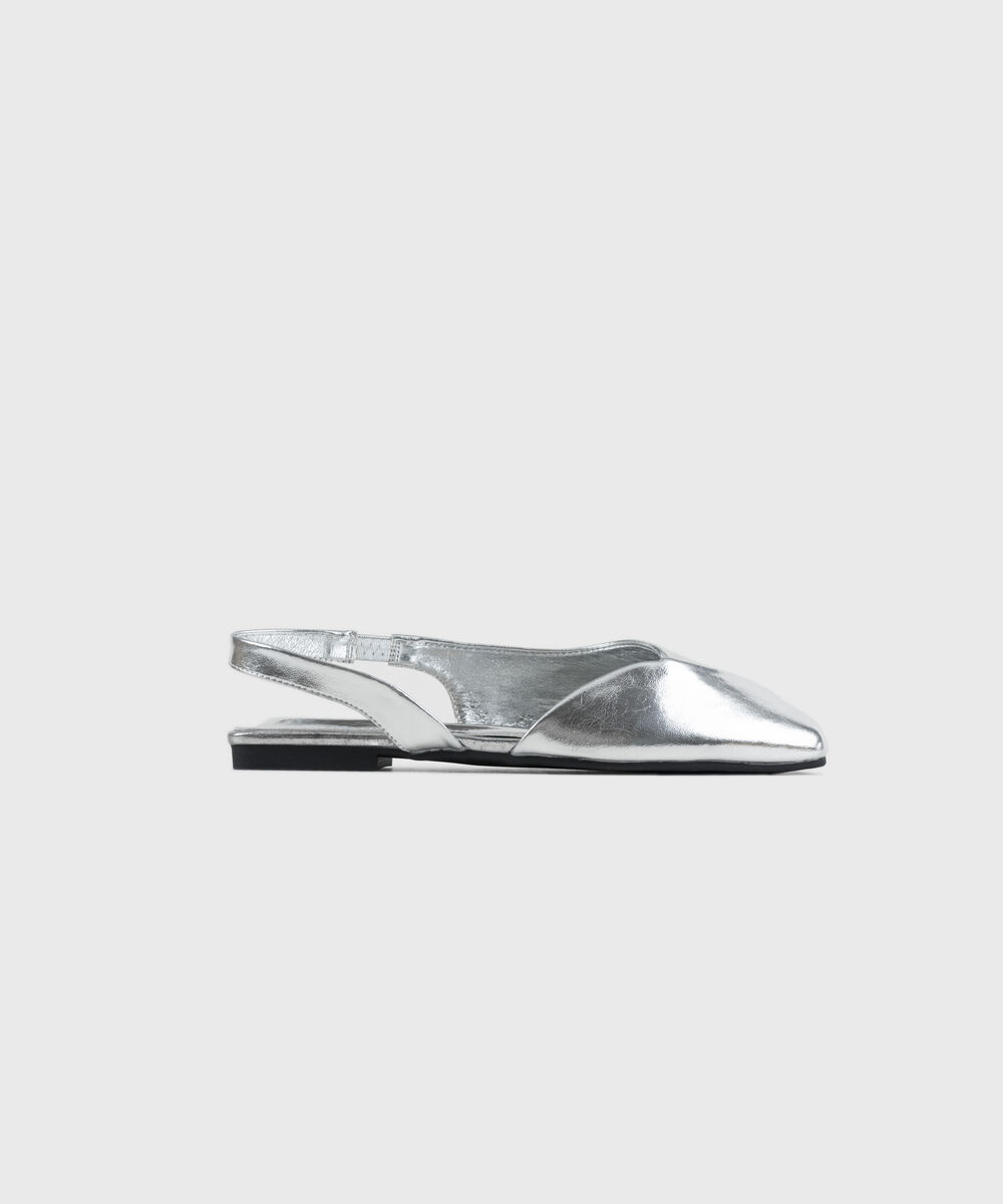 Women's Silver Slingback Flats