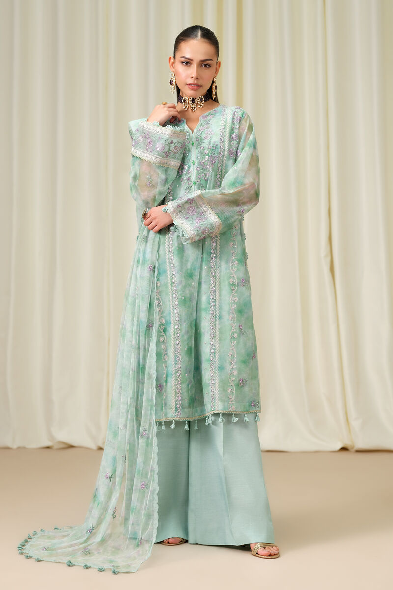 3 Piece - Embroidered Net Suit