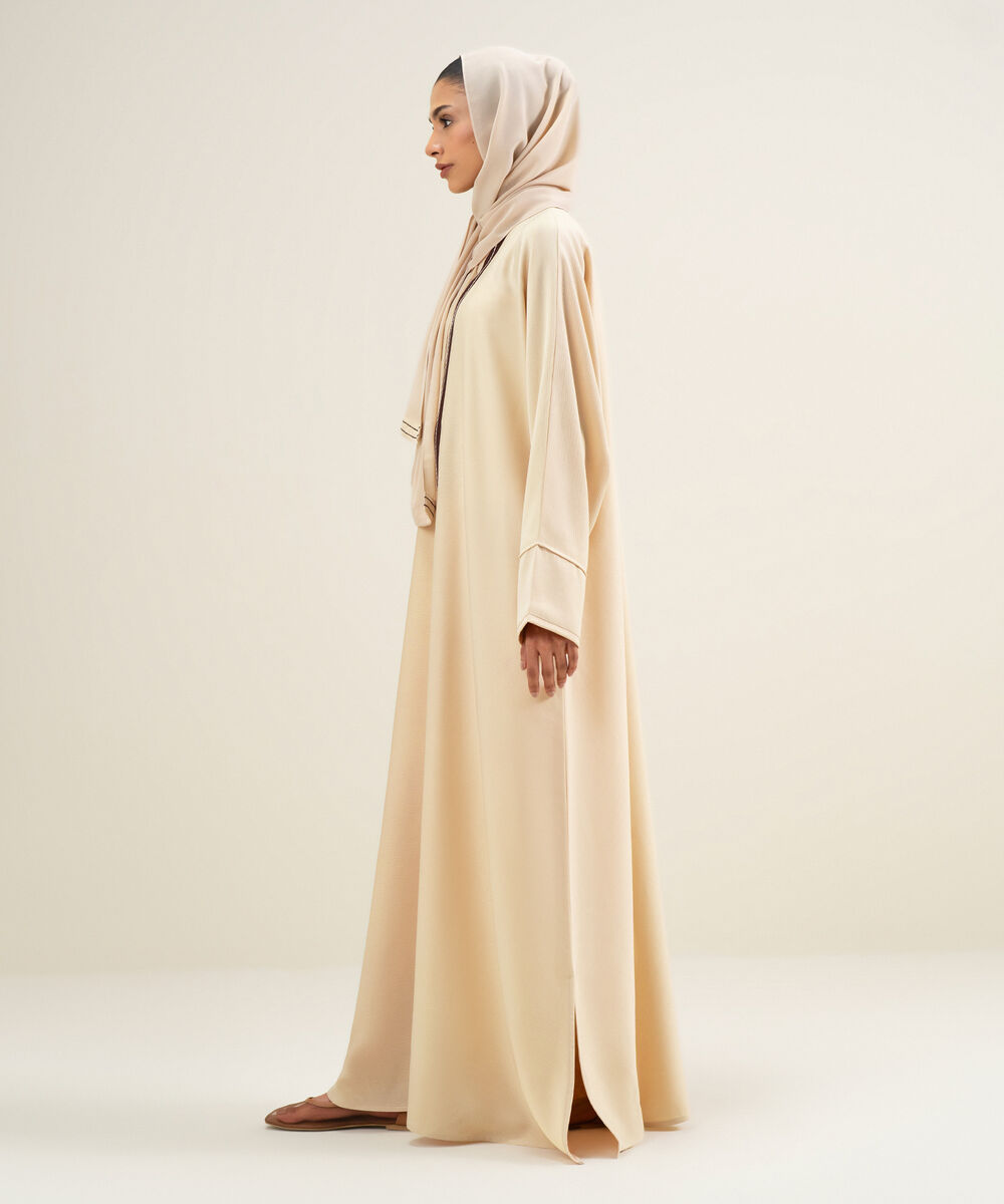 Women's Light Beige Kimono Abbaya Set