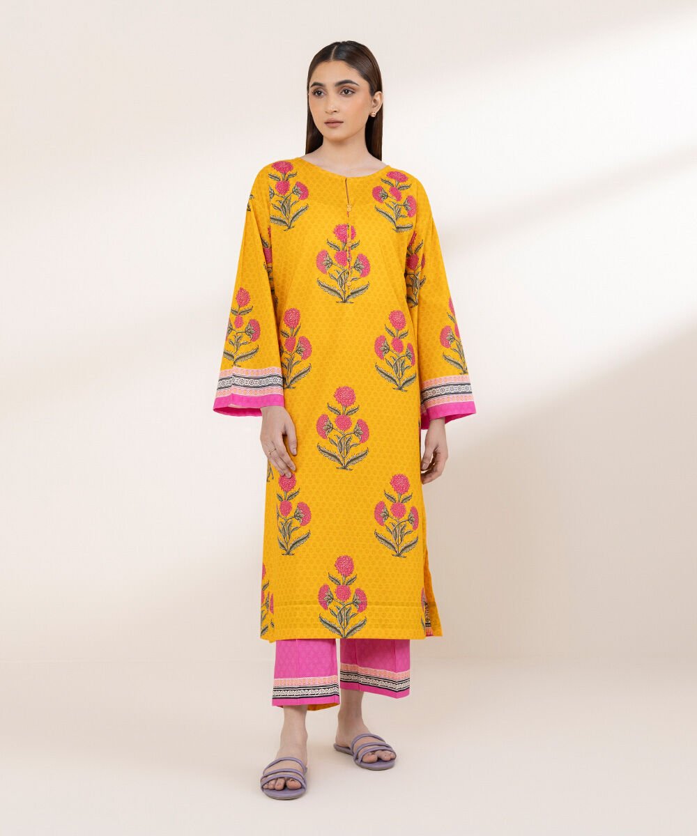 Women's RTW Textured Lawn Multi Printed Boxy Shirt