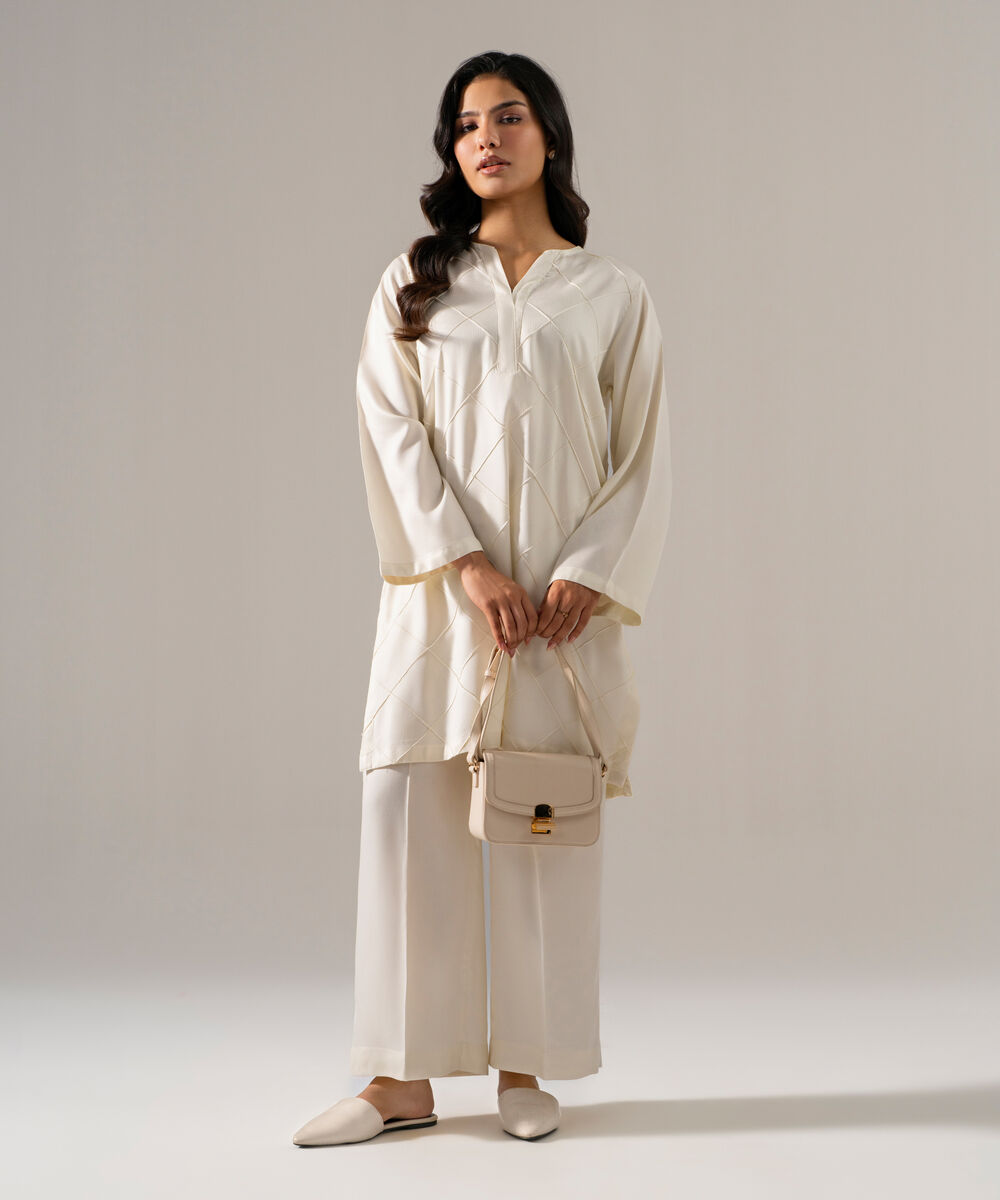Women's RTW Bedford Solid Off White 2 Piece Suit