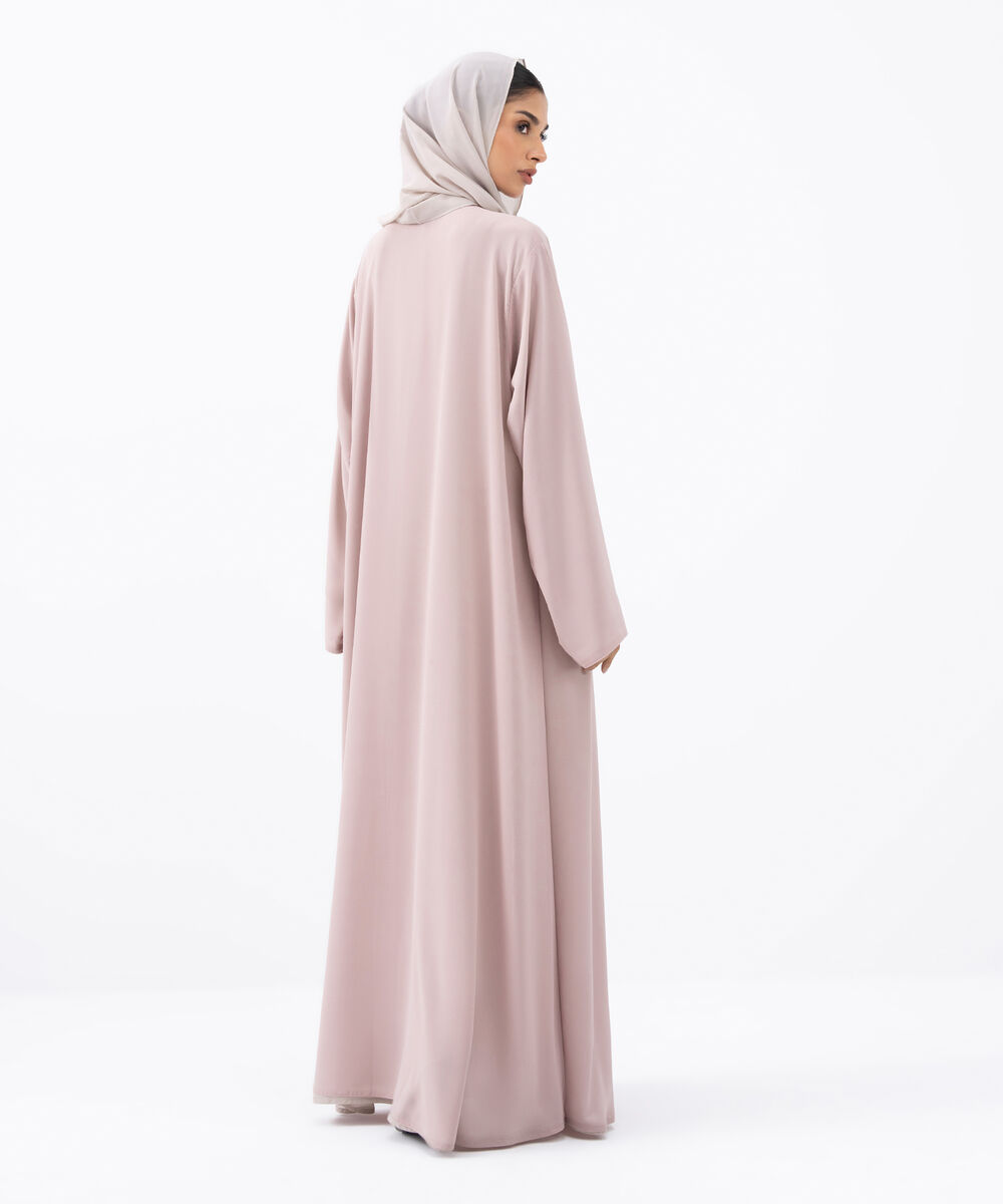 Women's Pink Polyester Abaya Set